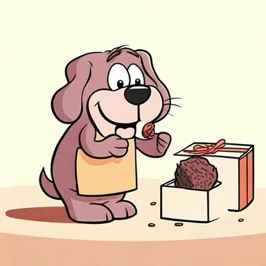 In the cartoon, the mischievous character couldn't resist sneaking a truffle from the box of chocolates.