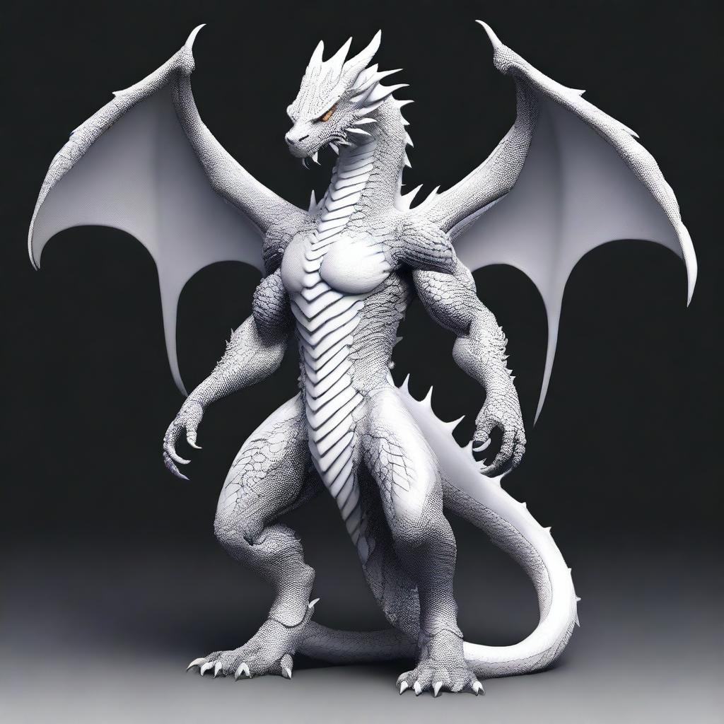 An image of a humanoid dragon in the style of digital art