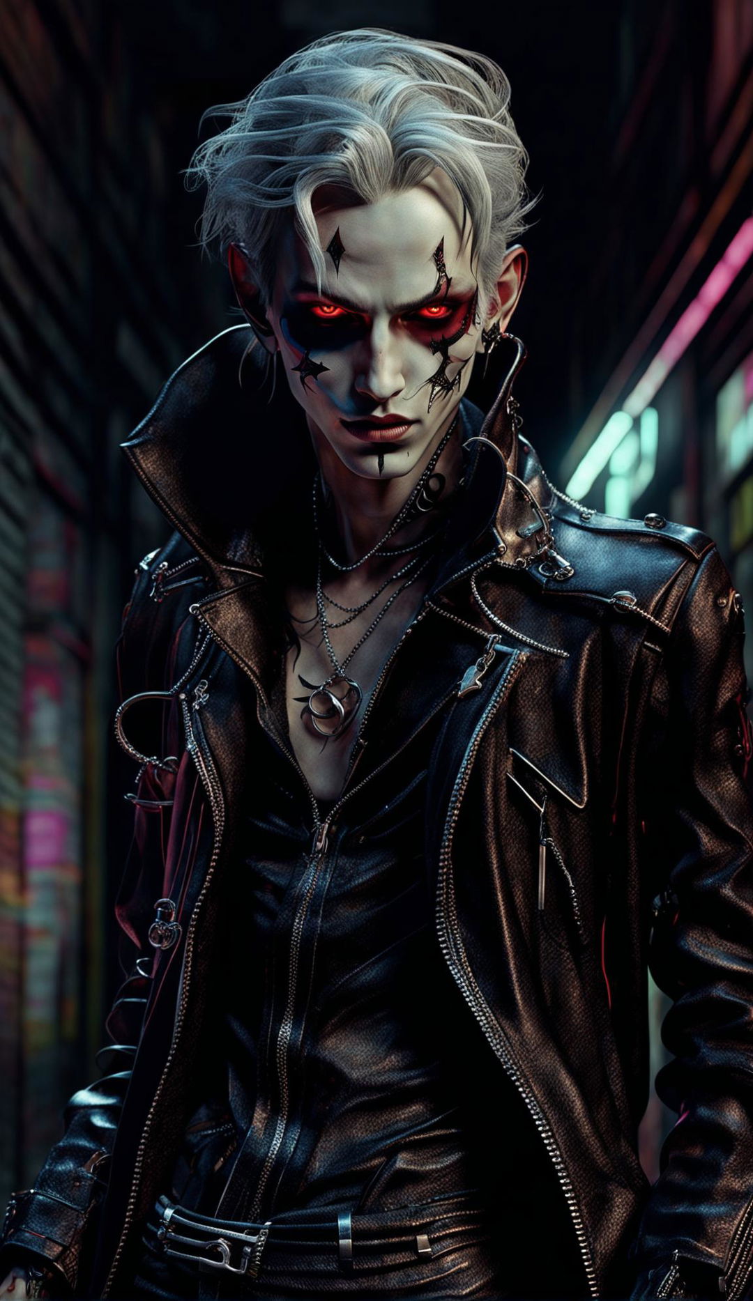 A 4K photorealistic digital art of a ghostpunk vampire with a ghostly aura, set in a desolate urban landscape under cinematic lighting. Rendered in Redshift for hyper-realistic textures and materials, the image is reminiscent of Mark Molnar's mystical themes.