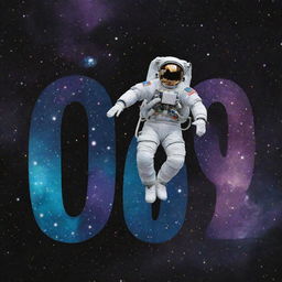 The word 'DREAM' in bold, vibrant letters. An astronaut is floating above it, encapsulated by radiant constellations and galaxies of the universe.