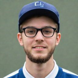 An 18-year-old boy sporting a beard and wearing glasses and a cap