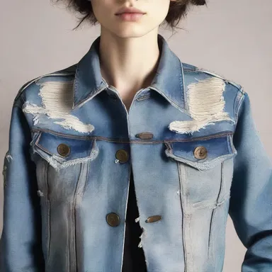 The fashion designer used a wood file to distress the edges of the denim jacket, giving it a worn-out look.