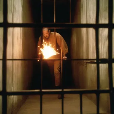 In the movie, the character created sparks by running a wood file along the metal bars of the prison cell.