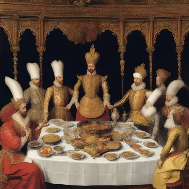 During a royal banquet in the 16th century, guests were served a lavish pilaf dish, symbolizing wealth and opulence.
