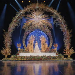 A grand stage design primed for the Miss Philippines pageant. Envision a remarkable fusion of lights and decor embodying the vibrancy and energy of the competition set against a backdrop showcasing Filipino culture and beauty.