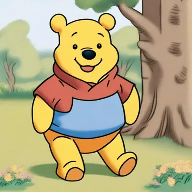 The cartoon character, Winnie the Pooh, is often portrayed as a cute and chubby bear.