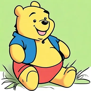 The cartoon character, Winnie the Pooh, is often portrayed as a cute and chubby bear.