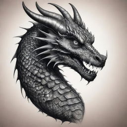 A detailed and striking dragon tattoo design with intricate scales, sharp talons, and fierce eyes