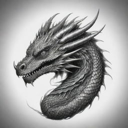 A detailed and striking dragon tattoo design with intricate scales, sharp talons, and fierce eyes