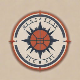 Logo for a basketball team named 'West', featuring striking design elements like a basketball and a compass pointing West