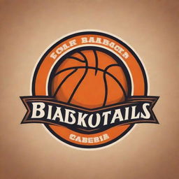 Design a bold and energetic logo themed around basketball and the western style. Include prominent elements such as a basketball and elements characteristic of the wild west.