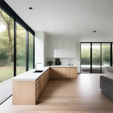 The minimalist design of the modern house embraced the concept of scrubbiness, creating a sleek and understated aesthetic throughout the living spaces.