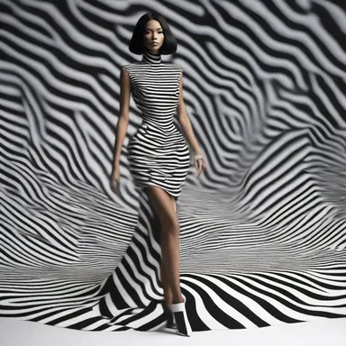 The avant-garde fashion designer created a dress that utilized optical illusions to give the appearance of formication on the model's skin.