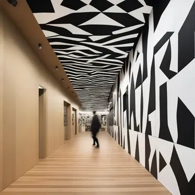 The unconventional architect incorporated abstract patterns on the walls, creating an optical illusion of formication throughout the entire building.