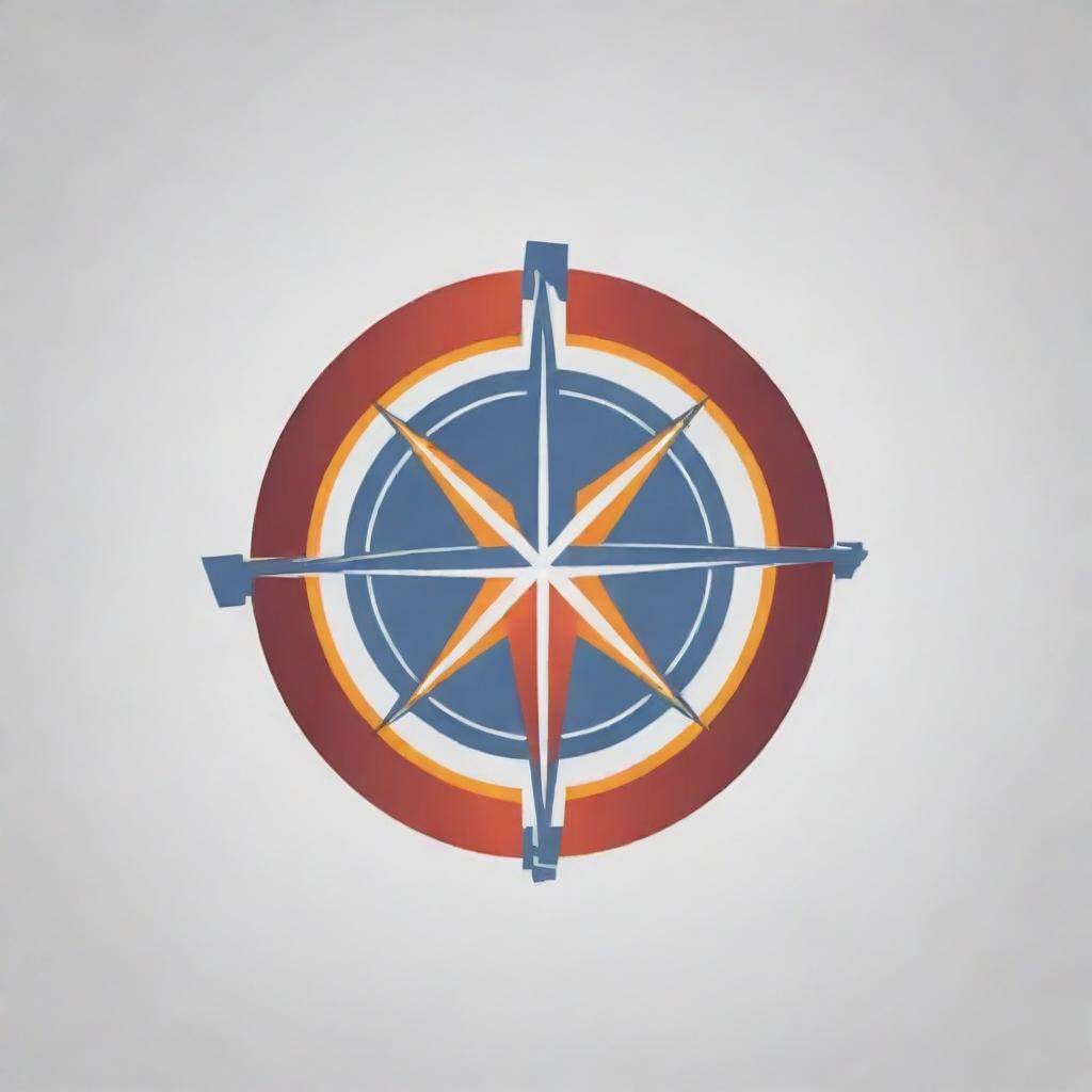 Generate a novel logo combining a compass and a basketball. The logo should creatively incorporate the word 'West'. Use bright colors and a stylish, modern design to emphasize both elements.