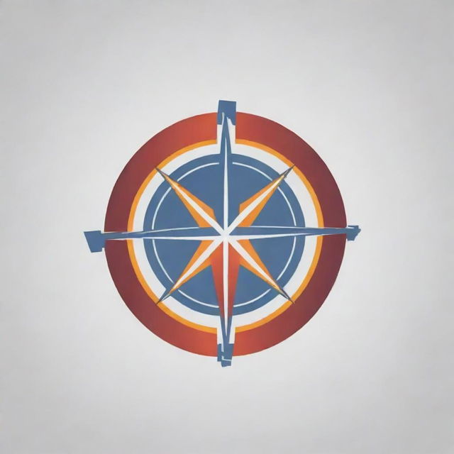 Generate a novel logo combining a compass and a basketball. The logo should creatively incorporate the word 'West'. Use bright colors and a stylish, modern design to emphasize both elements.