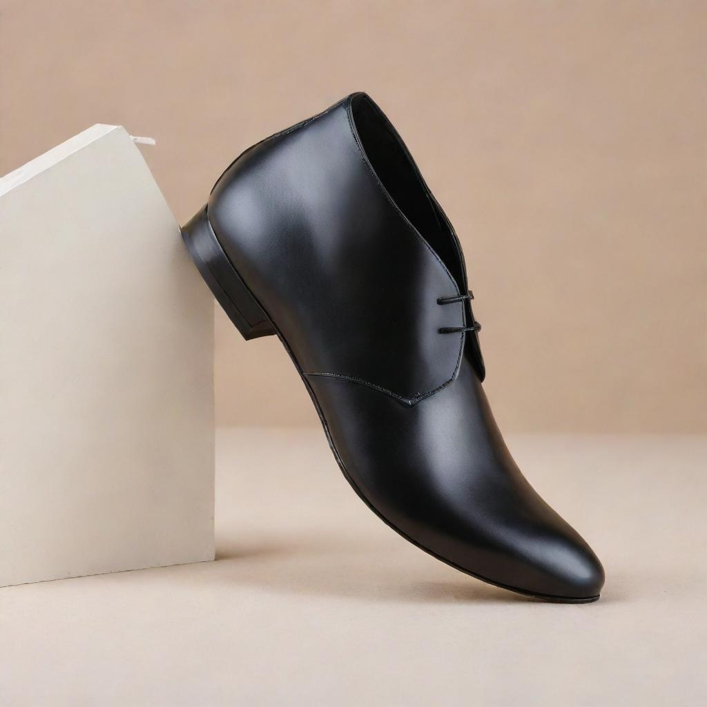 Generate a futuristic design of sleek leather shoes with a blend of classic aesthetic and modern detailing