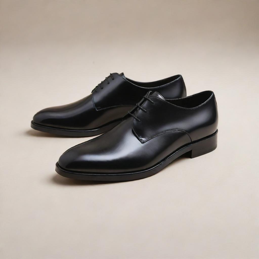 Generate a futuristic design of sleek leather shoes with a blend of classic aesthetic and modern detailing