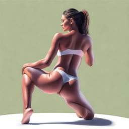 A tasteful, high-quality digital art piece featuring a woman in a relaxed pose, showcasing her well-toned glutes