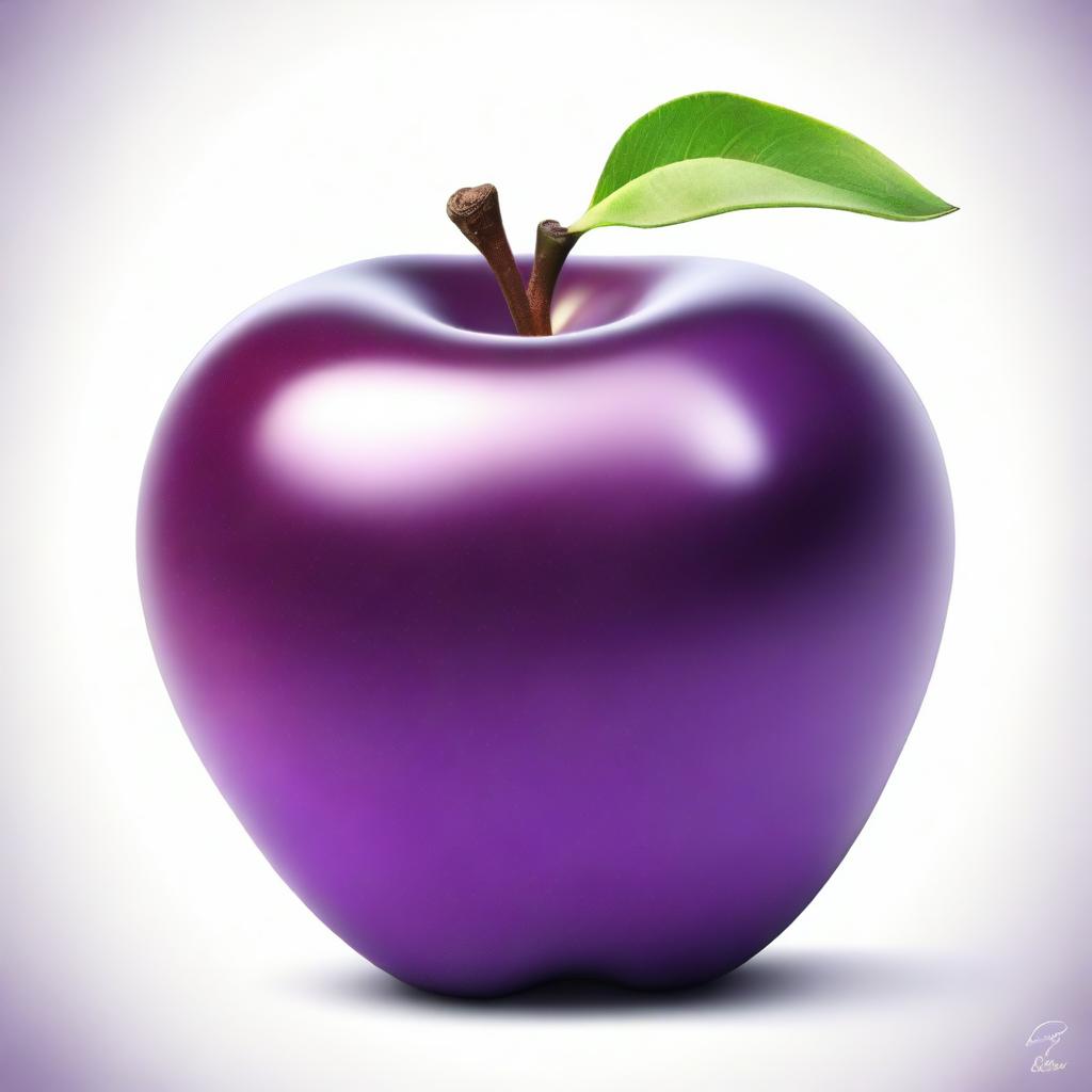 A high-quality digital art image, showcasing a vibrant purple apple