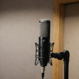 A professional voice-over microphone in a soundproof studio