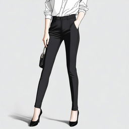 A digital art image of a stunning South Korean beauty wearing black tight pants