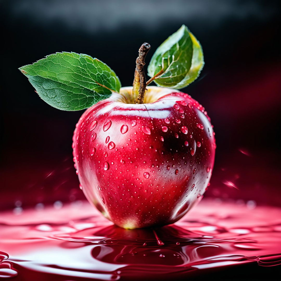 A vibrant pink apple is featured in the image