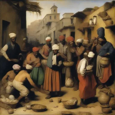 The painting depicted a scene of rapacity, with greedy figures hoarding treasures while others suffered in poverty.