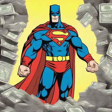 The superhero comics depicted the antagonist's rapacity for wealth, as he constantly plotted to steal from others.