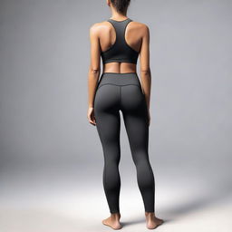 A high-quality digital art image depicting a person wearing black yoga pants