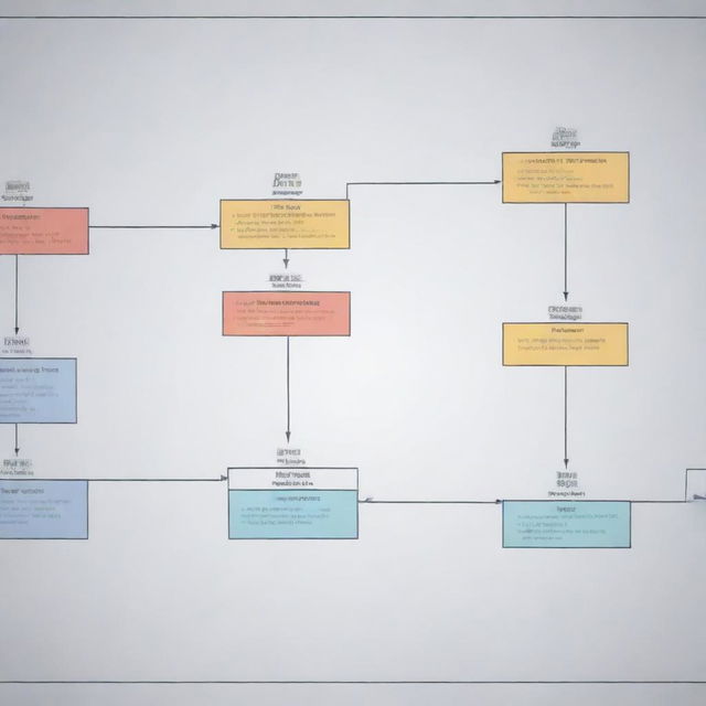 4K HD quality graphic of an organizational management chart, with various clearly labeled managerial positions, lines of reporting and communication, poised in a professional and corporate setting