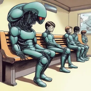 In the science fiction novel, the main character warms the bench while his team fights against alien invaders.