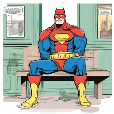 In the comic book series, the superhero is temporarily injured and has to warm the bench until he recovers.