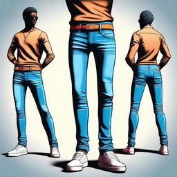 This is a high quality digital art image featuring a stylish character wearing tight jeans