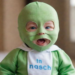 A hilarious meme featuring a baby, dressed like the lead character from 'The Mask' movie, in a comical situation or with a funny quote.