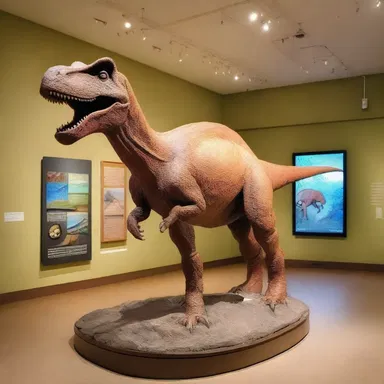 The museum exhibit displayed a life-sized sculpture of the pisanosaurus as a focal point in the dinosaur-themed room.