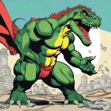 The comic book series featured a superhero with the ability to transform into a mighty pisanosaurus to fight against villains.