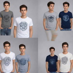 Assortment of stylish and trendy t-shirts designed for boys and men