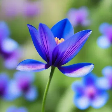 The tongue-flower bloomed on the big screen, captivating the audience with its vibrant blue and purple petals.