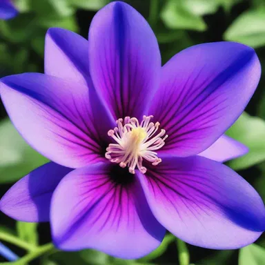 The tongue-flower bloomed on the big screen, captivating the audience with its vibrant blue and purple petals.