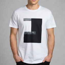 A black and white t-shirt featuring a unique and captivating design