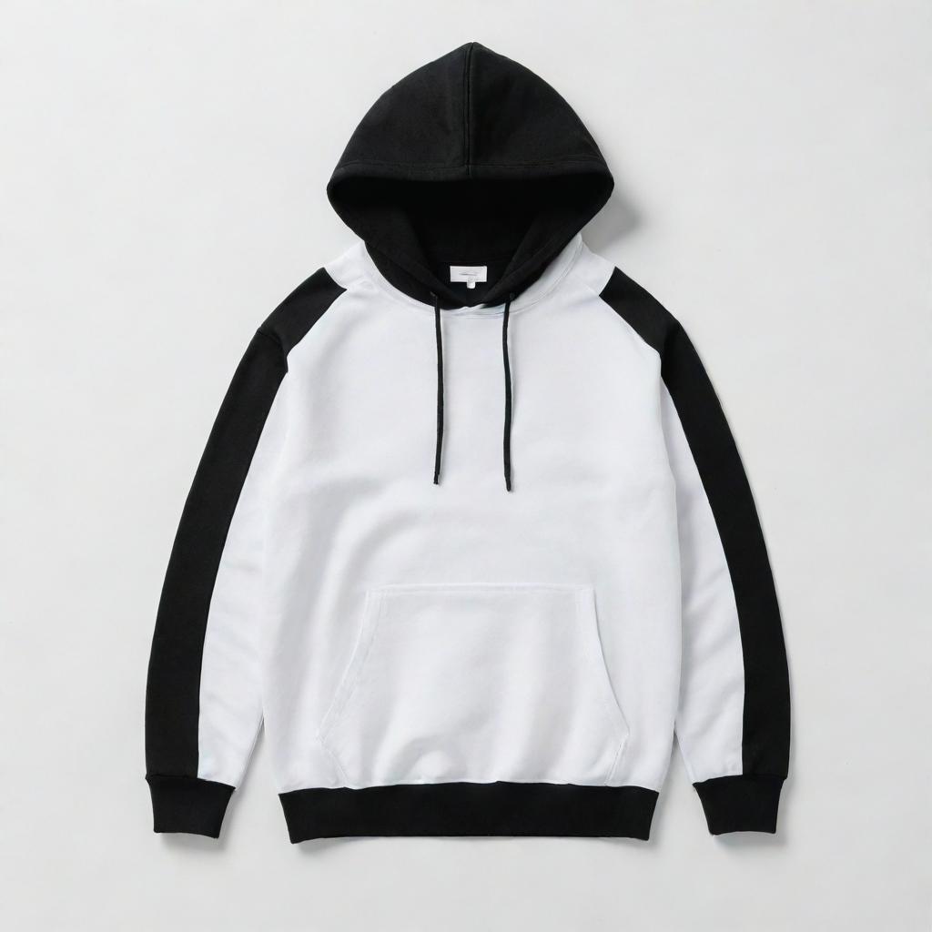 Single images of black and white hoodies for men, each on a white background