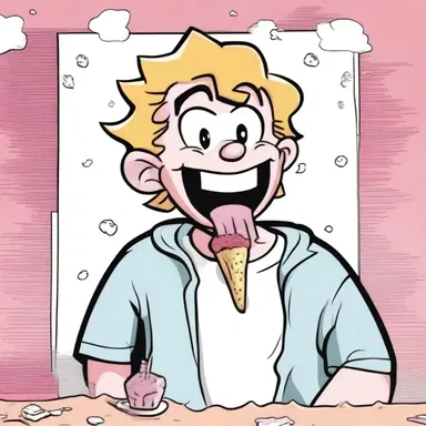 In the comics, the main character's sweet tooth is a recurring theme, as he is constantly seen enjoying sugary treats.