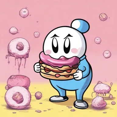 In the comics, the main character's sweet tooth is a recurring theme, as he is constantly seen enjoying sugary treats.