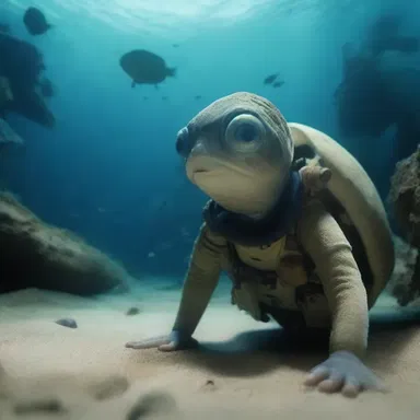 The protagonist in the film encountered a limpet while exploring a sunken shipwreck.