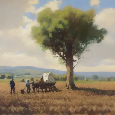 The artist depicted the process of tillage in their stunning landscape painting.
