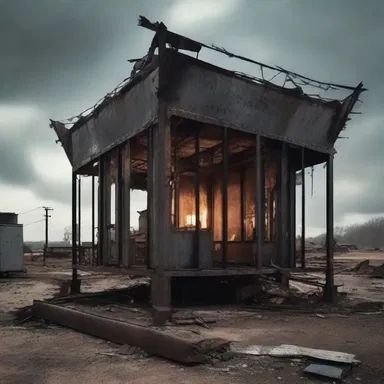 In the dystopian novel, the protagonist builds a jury-rigged shelter using scrap metal to survive in the post-apocalyptic world.