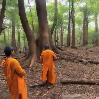 During the pilgrimage, the devotees constructed a jury-rigged altar out of fallen branches to perform their sacred rituals.
