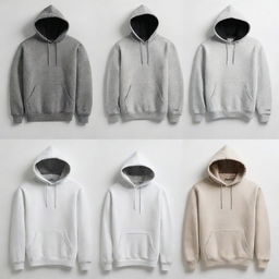 Single images of different designed hoodies on a white background