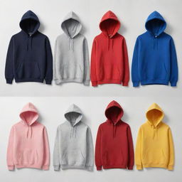 Single images of different designed hoodies on a white background